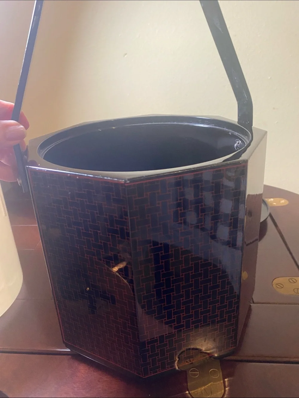 Mid-Century vintage Japanese lacquerware ice bucket vintage barware